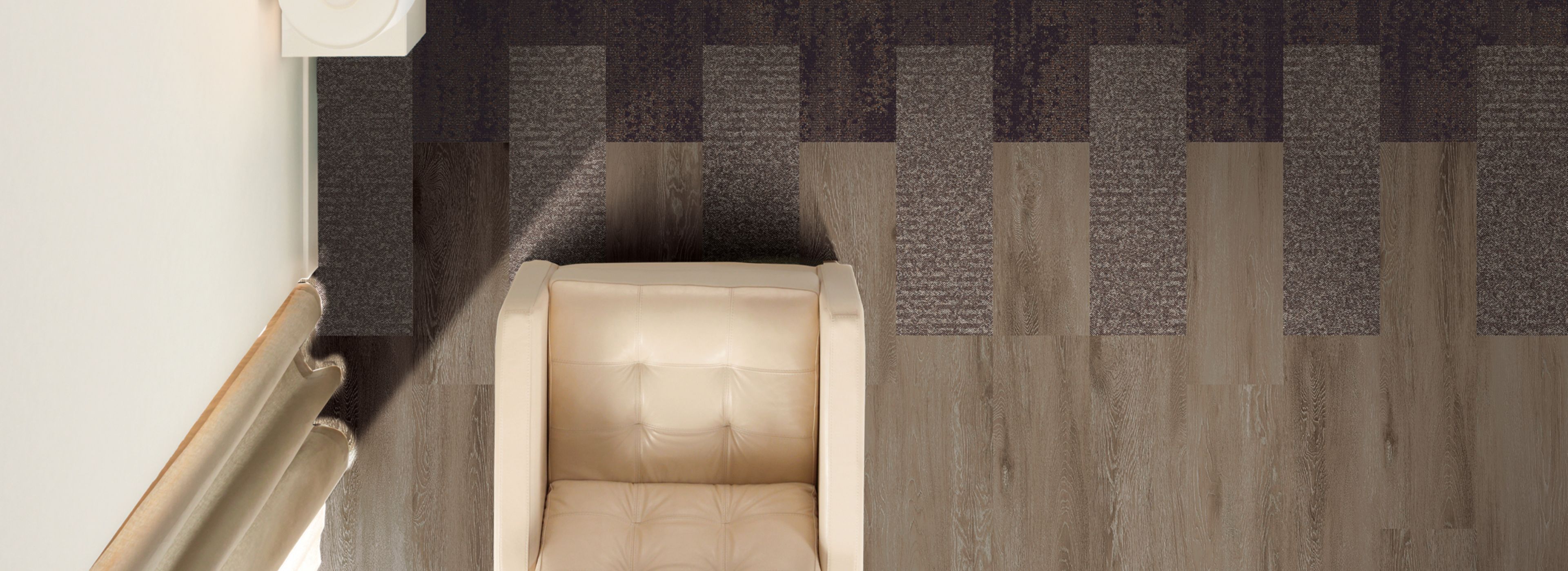 Interface RMS 704 plank carpet tile and Textured Woodgrains LVT in hotel guest room numéro d’image 1